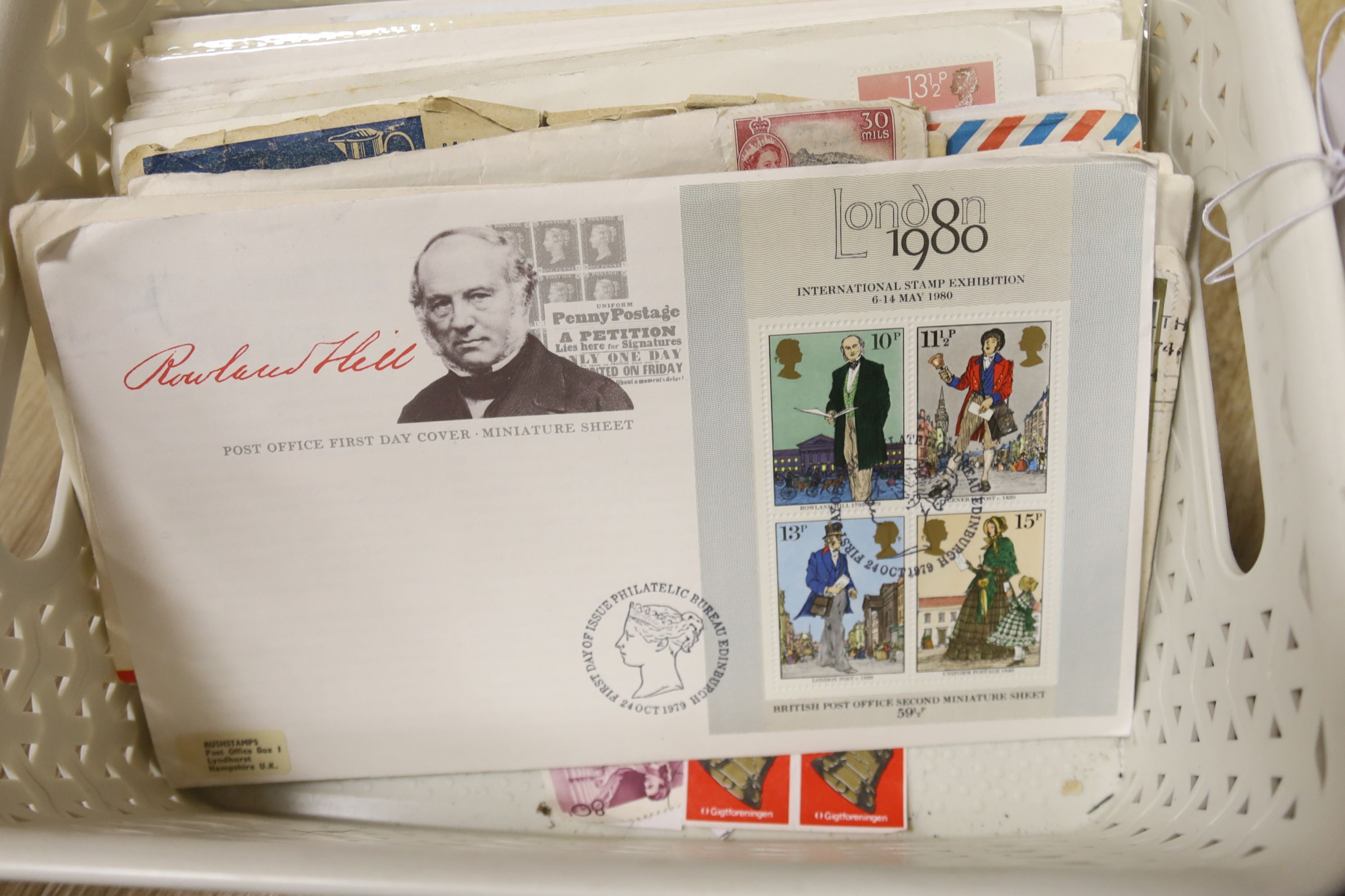 A large quantity of Royal Mail and World stamps and covers, two boxes